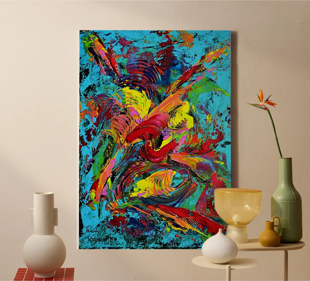 IDEAL GIFT 80 canvas met Baklijst van Thierry Vobmann Abstract painting