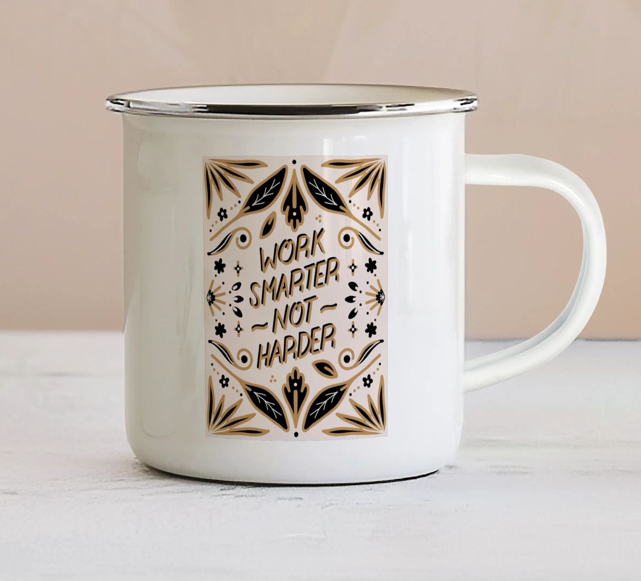 Work Smarter Not Harder Emaille Tasse von anisillustration