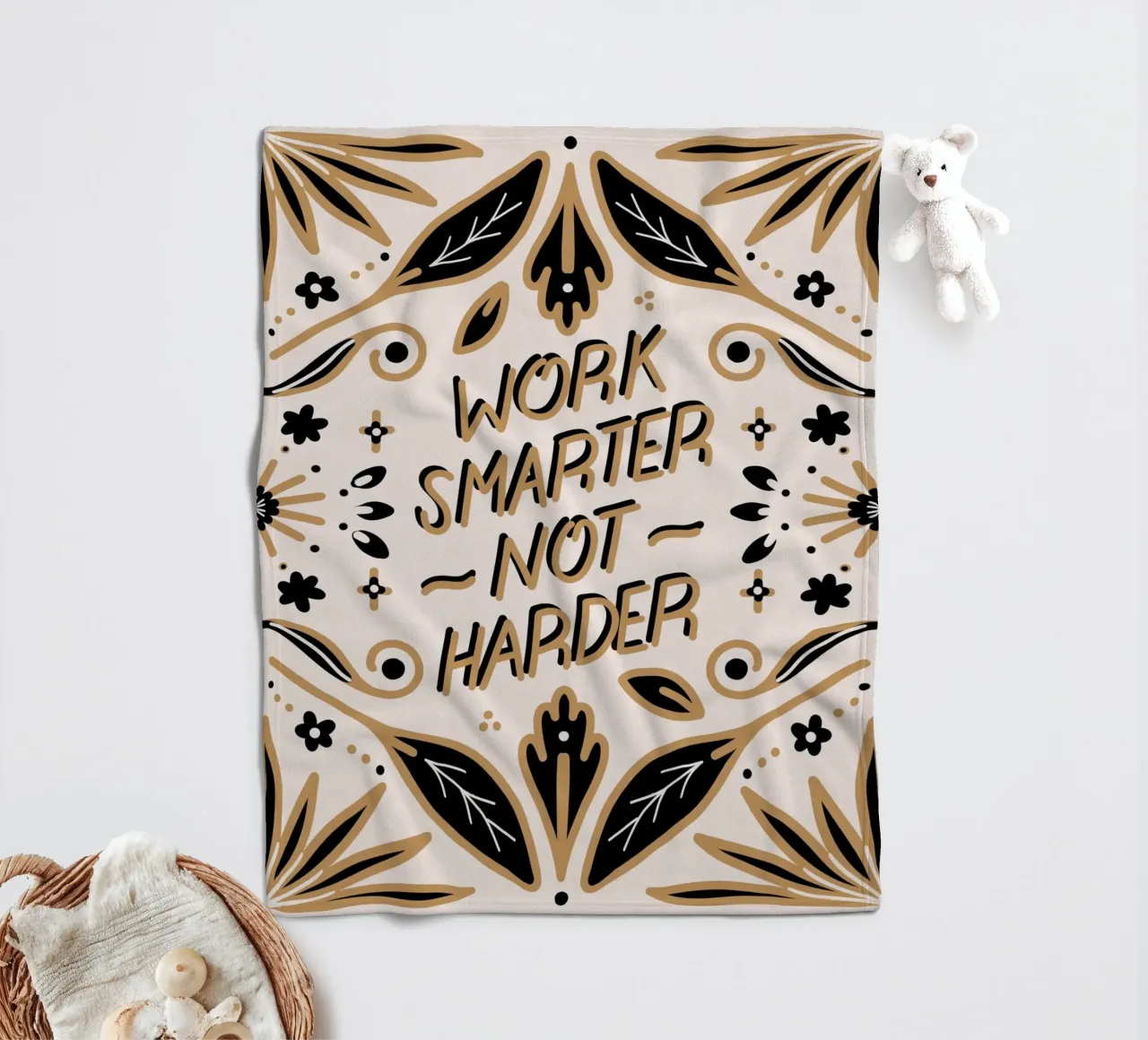 Work Smarter Not Harder fleece blanket by anisillustration