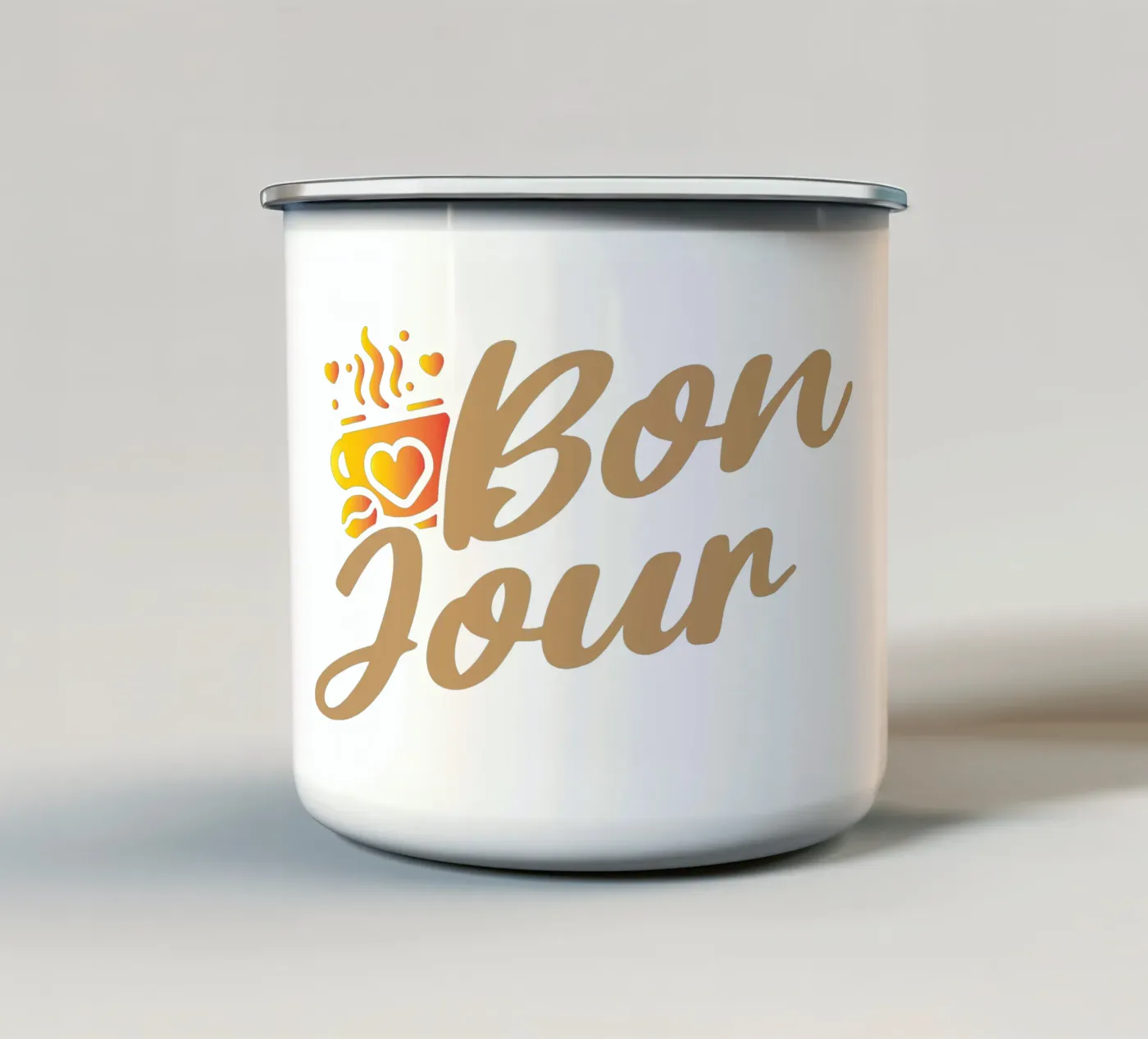 Hello enamel mug by Gunawan Rb