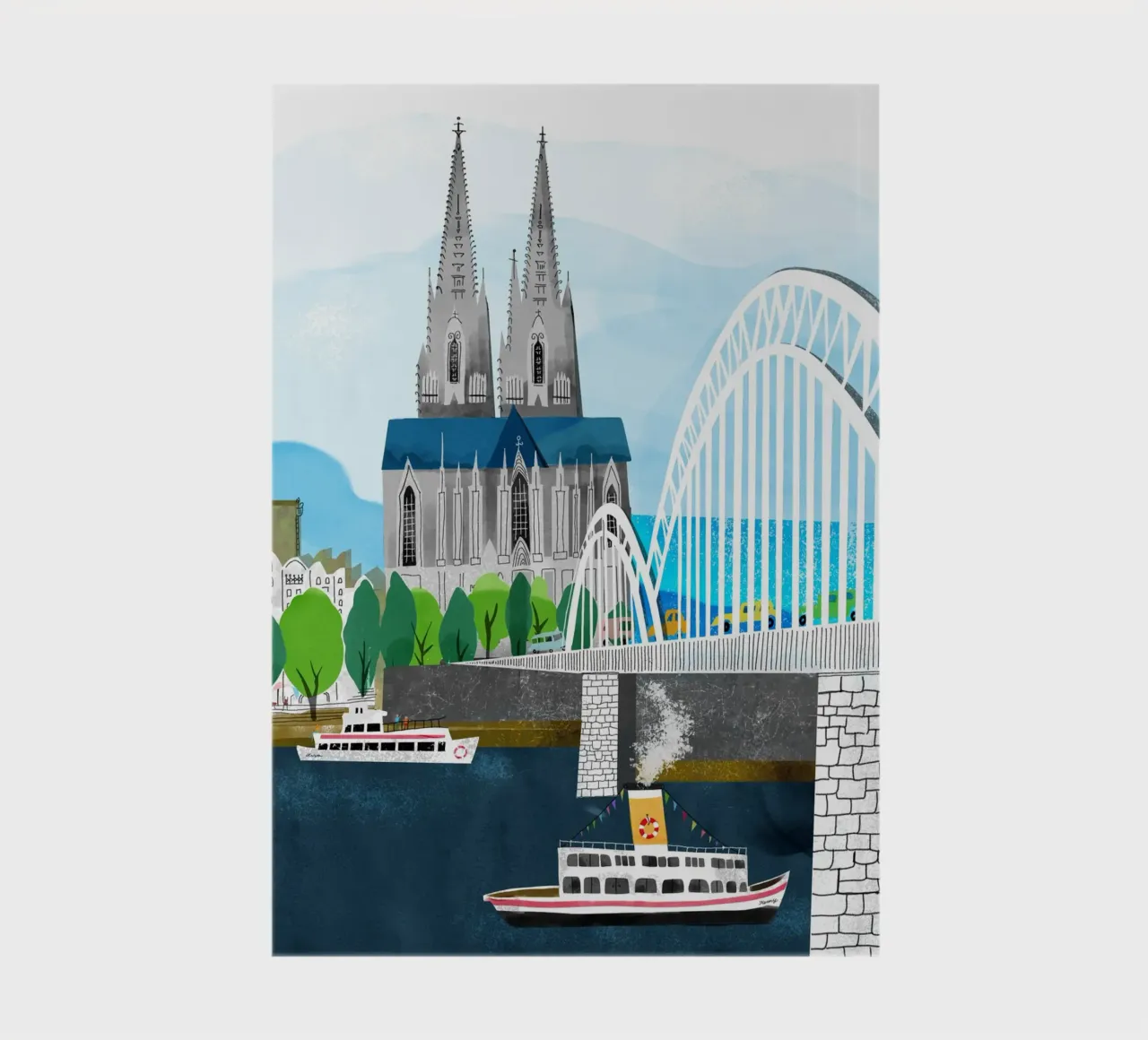 Cologne with cathedral and Rhine children's book notebook by DYDesign