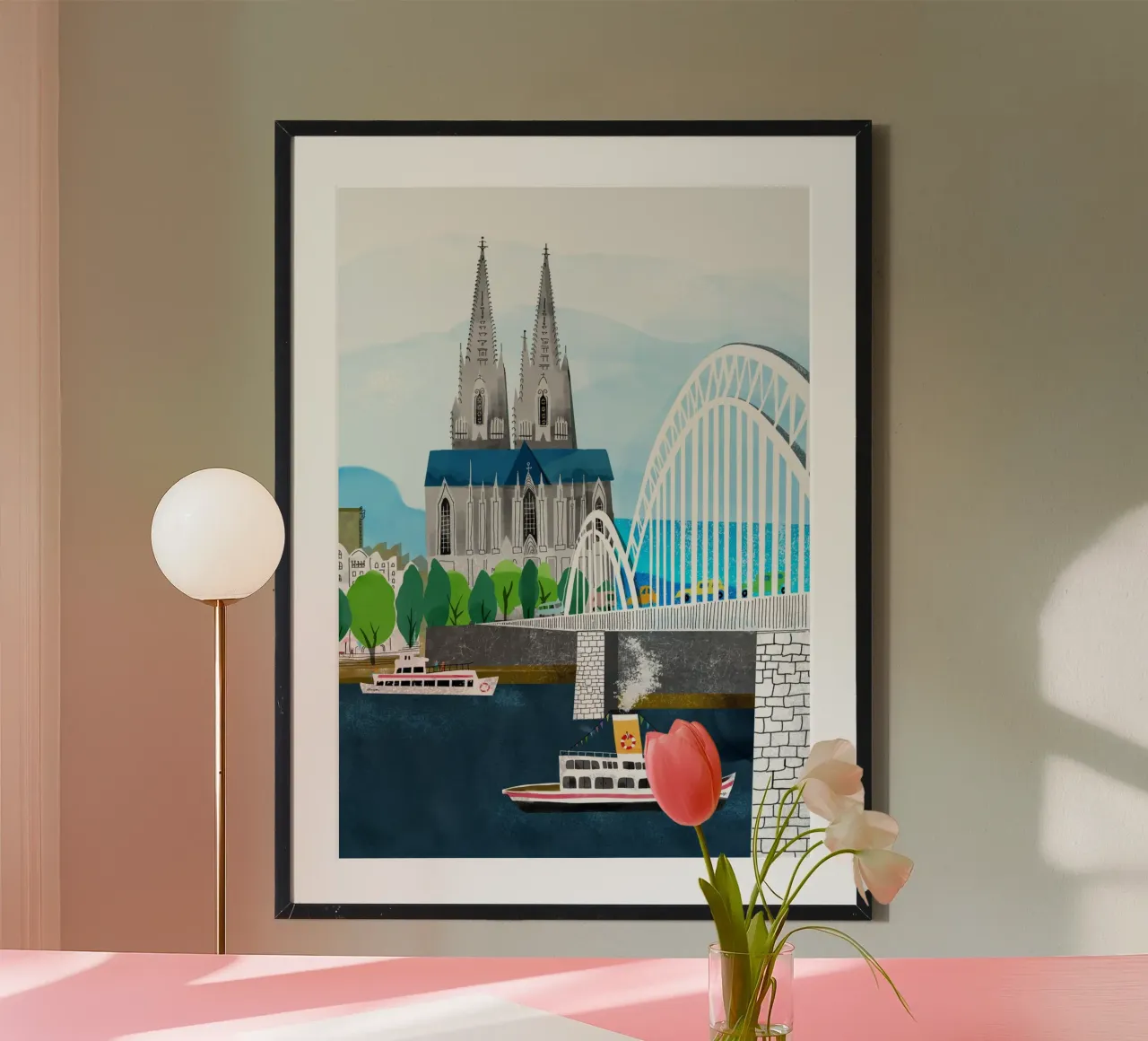 Colonia con la cattedrale e il libro per bambini sul Reno poster da DYDesign