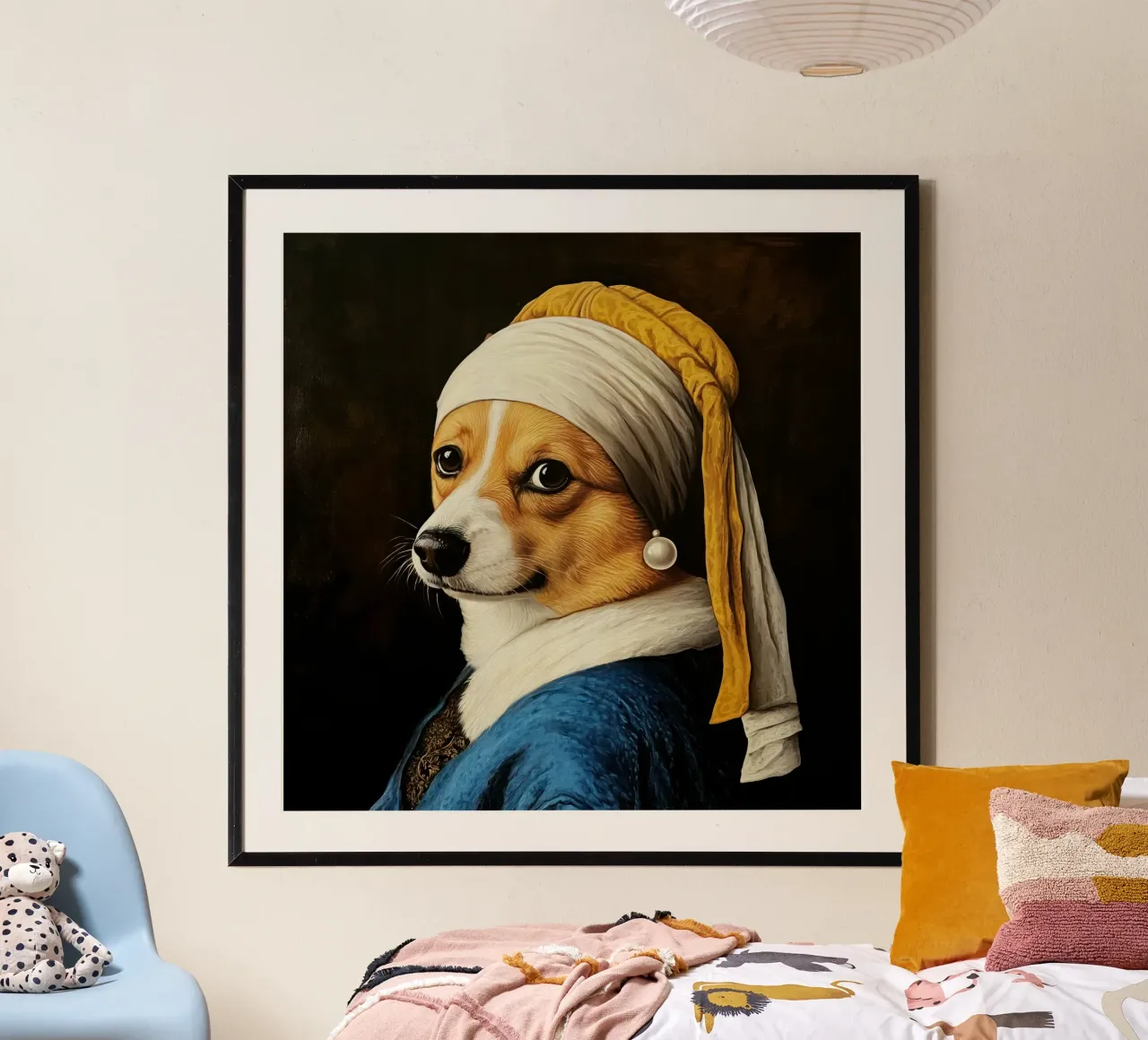 Il Corgi con l'orecchino di perla carta hahnemühle da Modern Muse