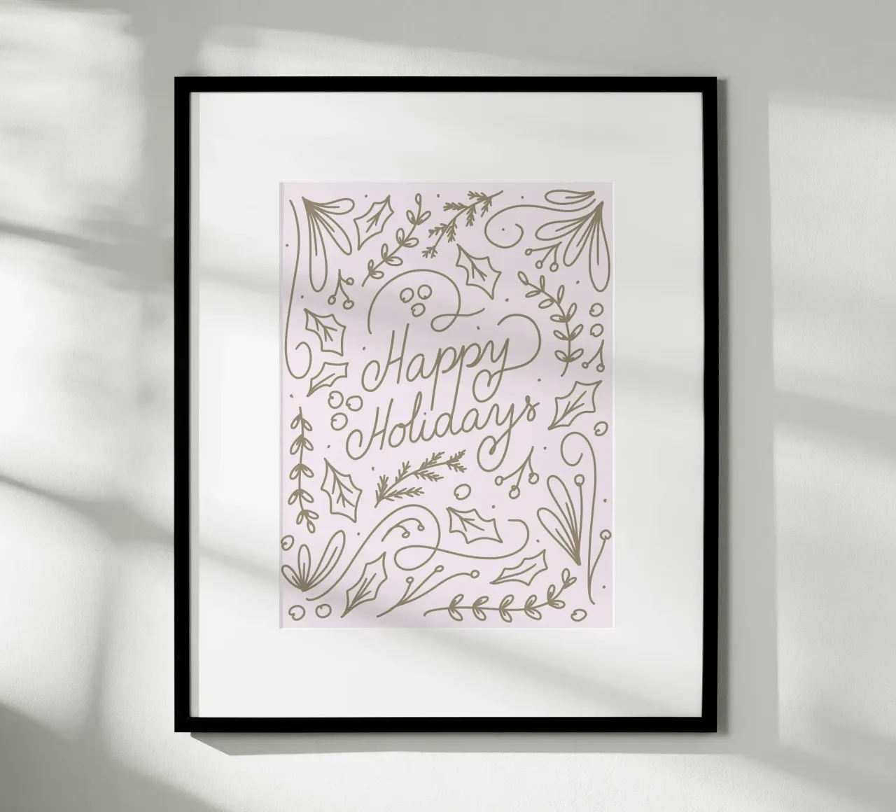 Happy Holidays poster con telaio in legno da anisillustration