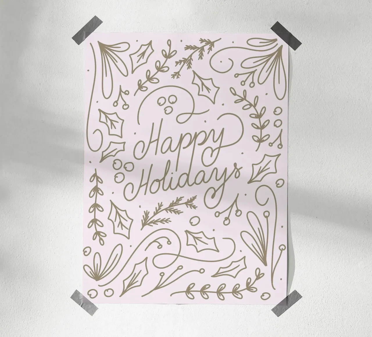 Happy Holidays poster con telaio in legno da anisillustration