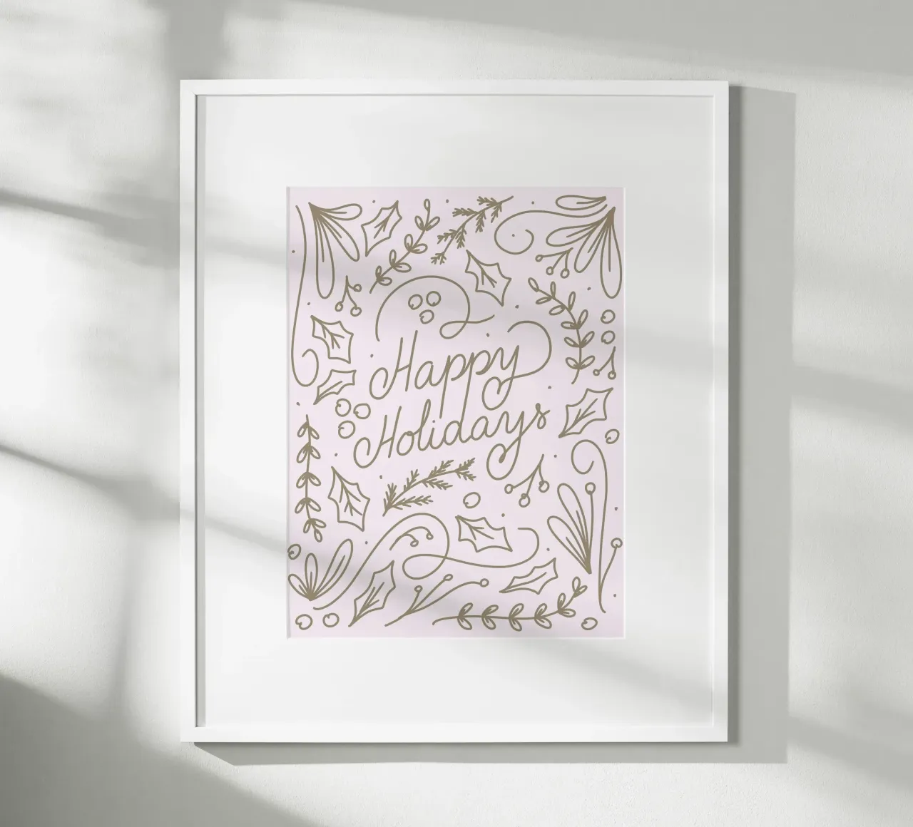 Happy Holidays poster con telaio in legno da anisillustration