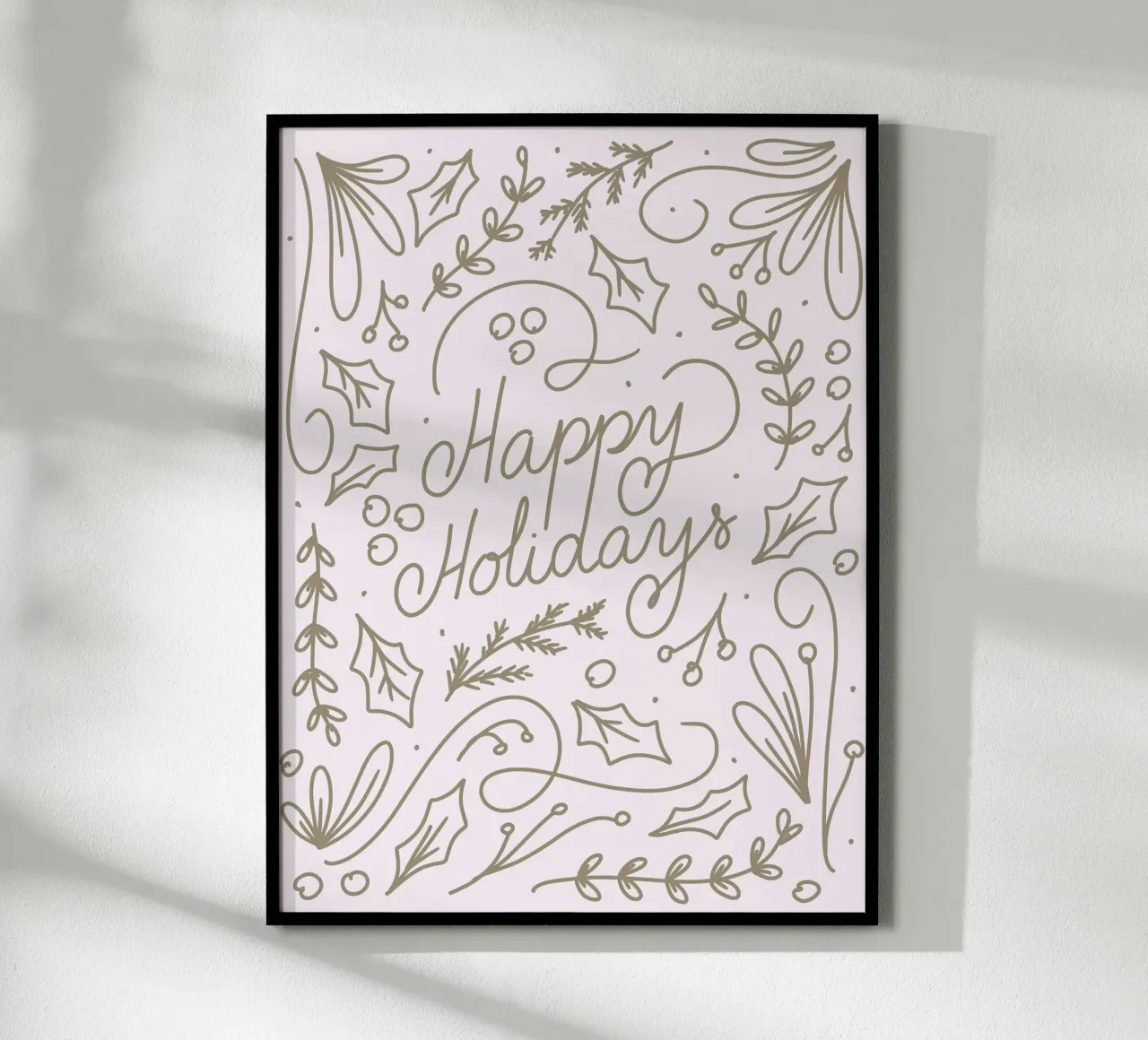 Happy Holidays poster con telaio in legno da anisillustration