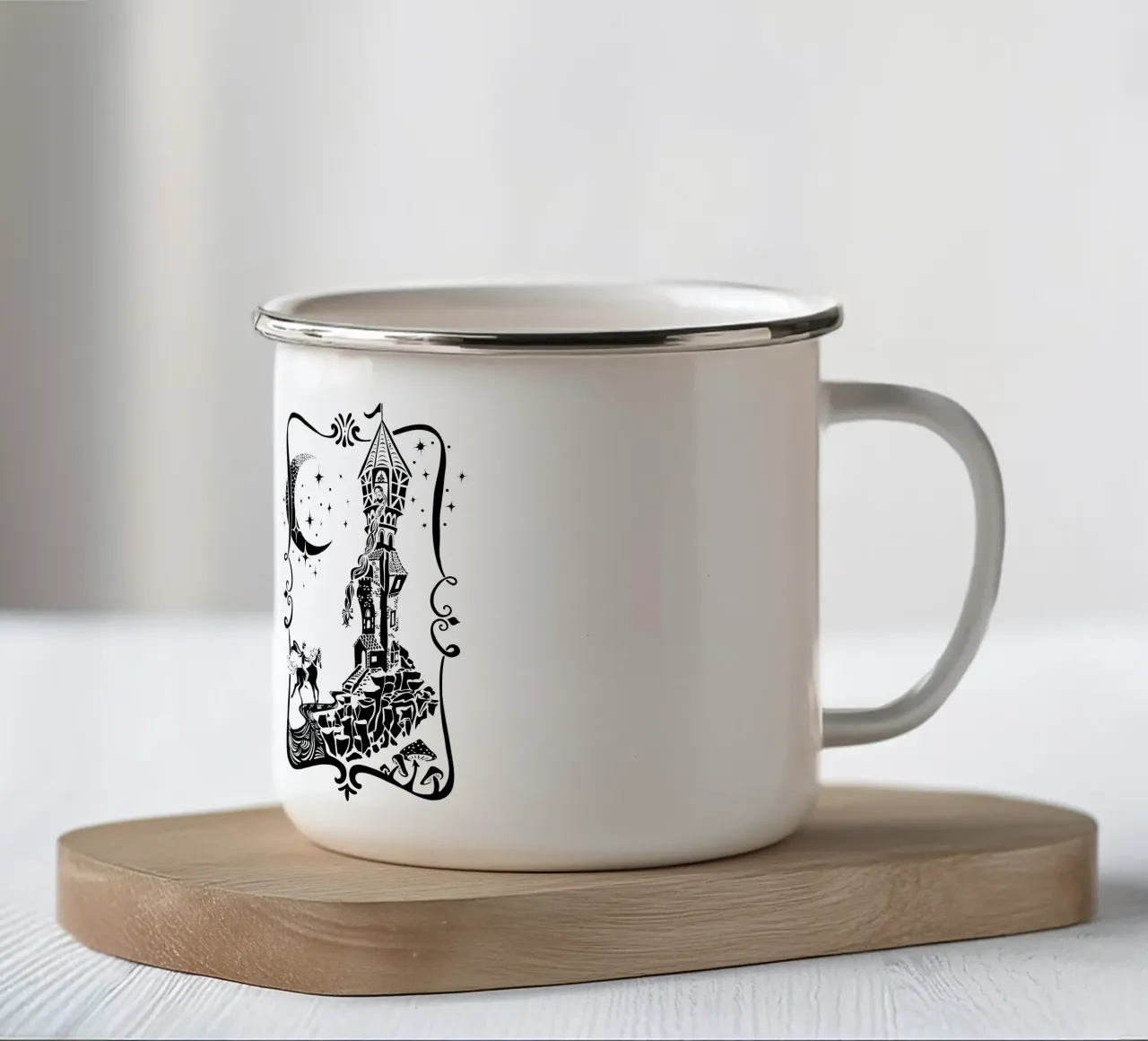 La principessa delle fiabe Rapunzel tazza in smalto da DYDesign