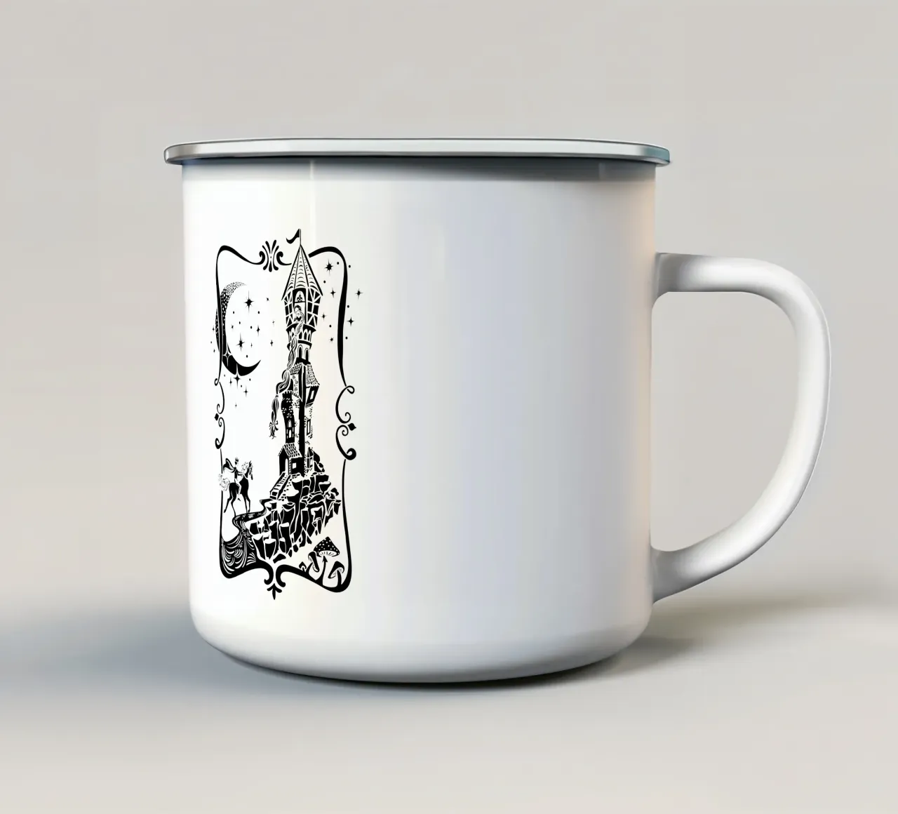 La principessa delle fiabe Rapunzel tazza in smalto da DYDesign
