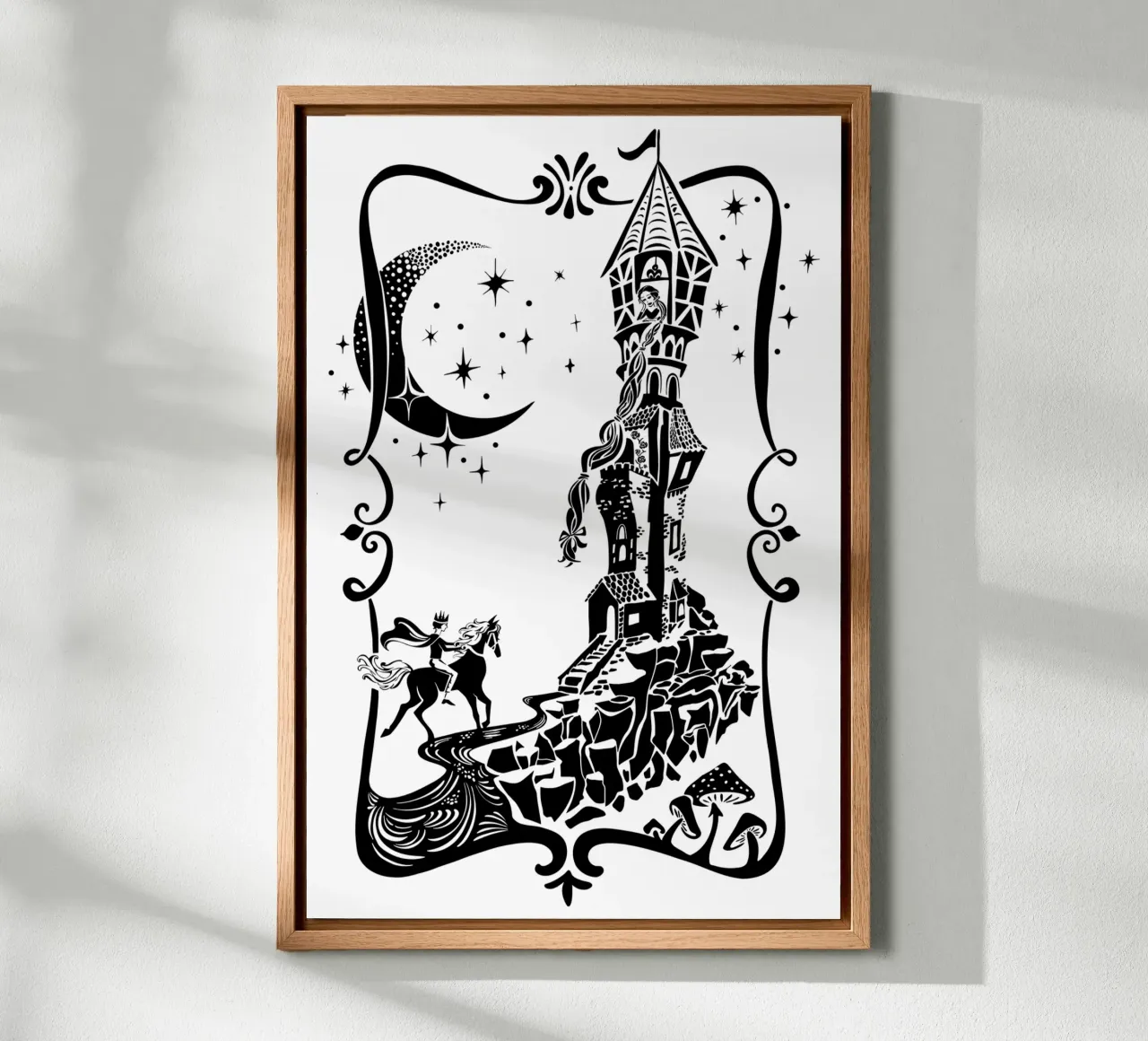 Rapunzel Märchen Prinzessin Leinwand mit Schattenfugenrahmen von DYDesign