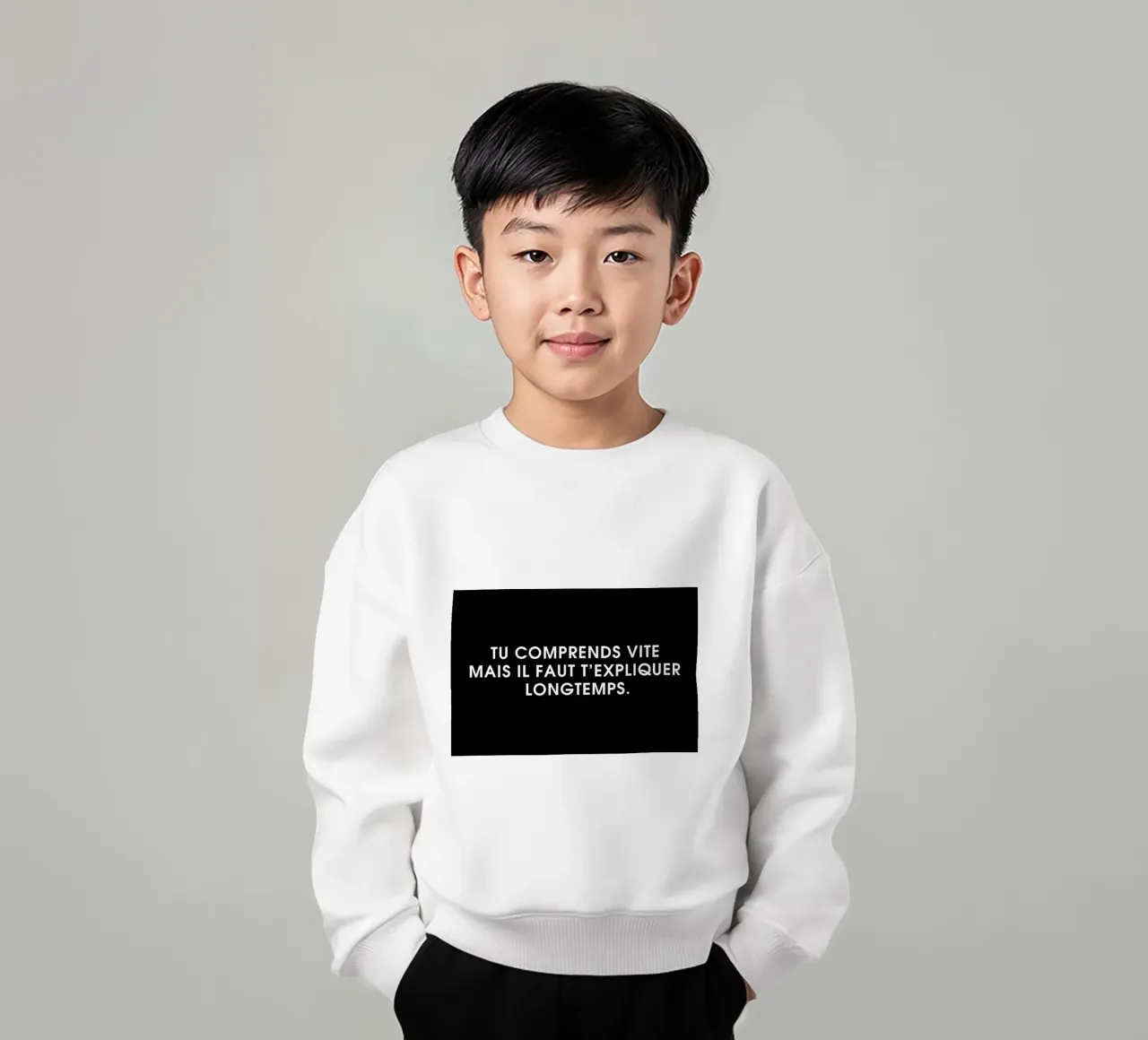 Tu comprends vite mais il faut t'expliquer longtemps - Black felpa bambino da Intertitres
