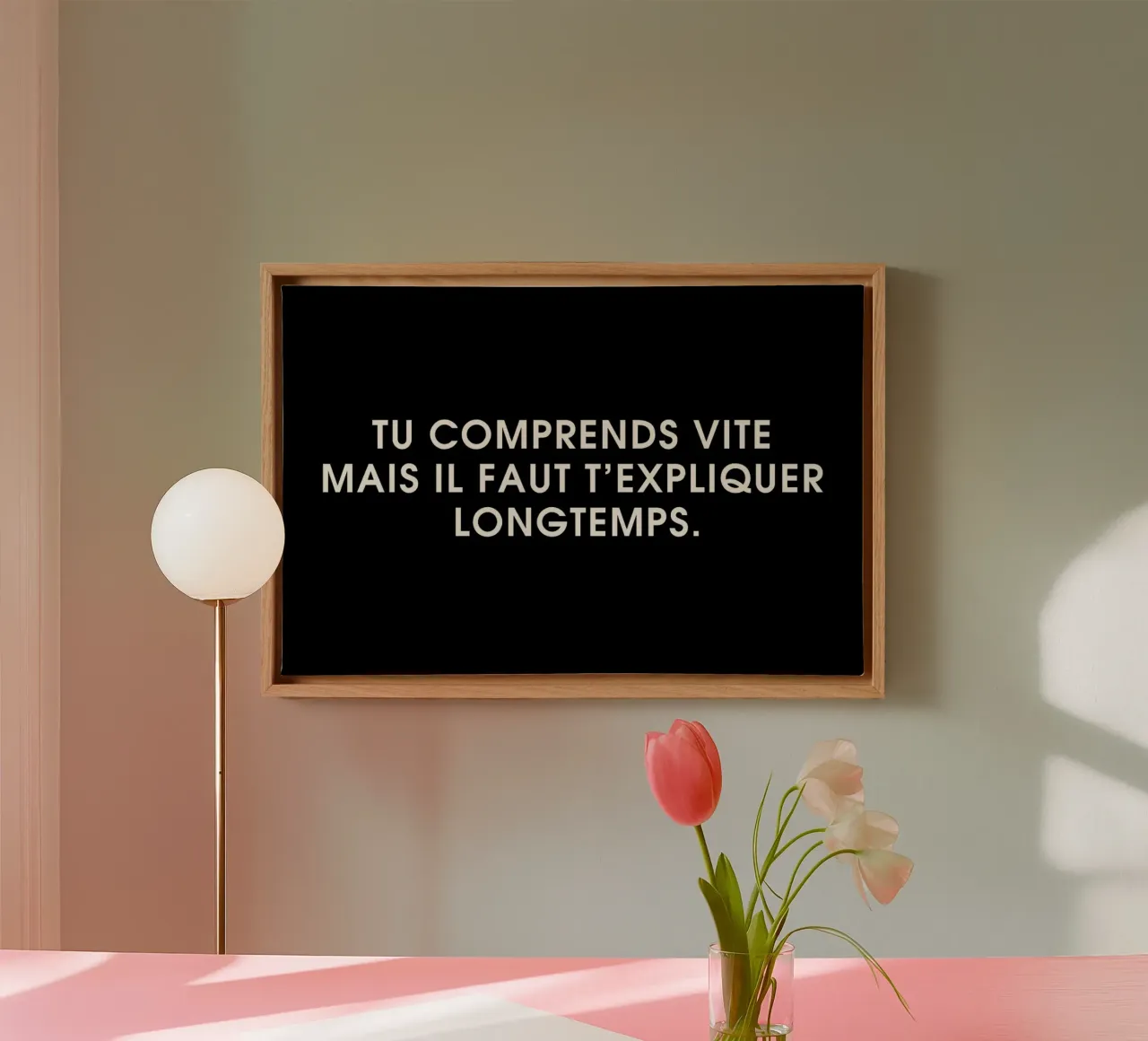 Tu comprends vite mais il faut t'expliquer longtemps - Black tela con Cornice a cassetta da Intertitres