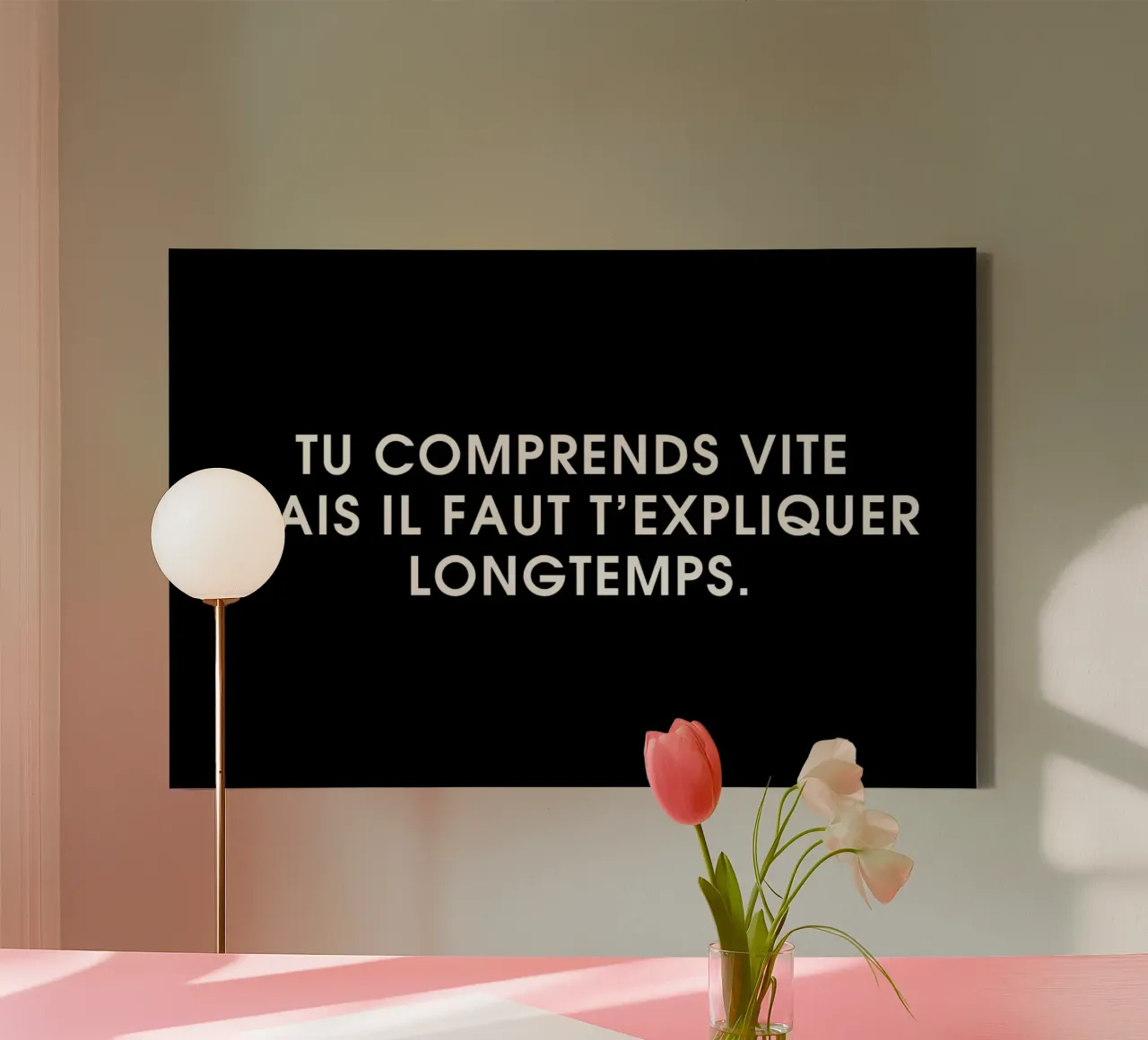 Tu comprends vite mais il faut t'expliquer longtemps - Black tela con Cornice a cassetta da Intertitres
