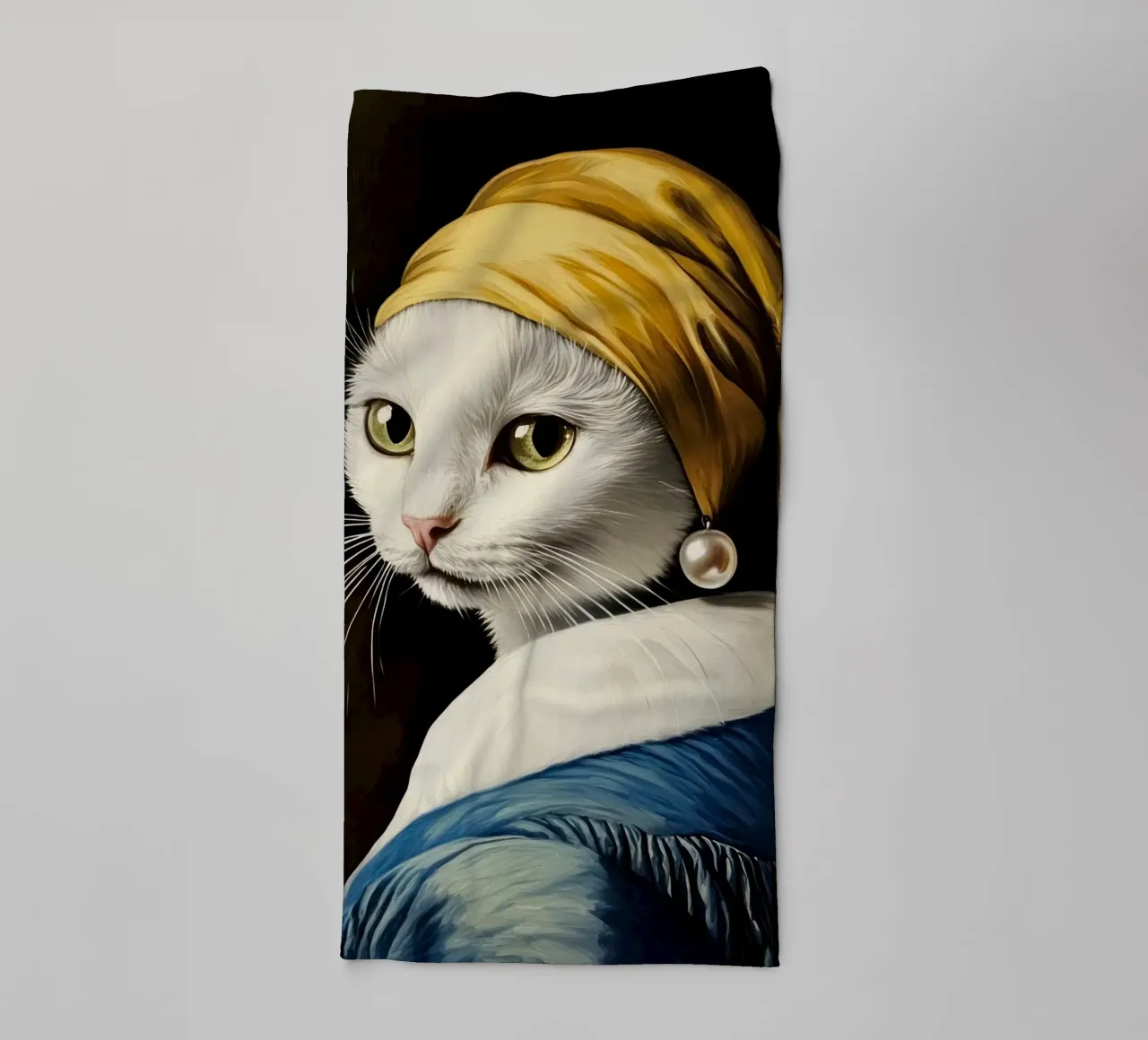 The Cat with the Pearl Earring towel by Modern Muse