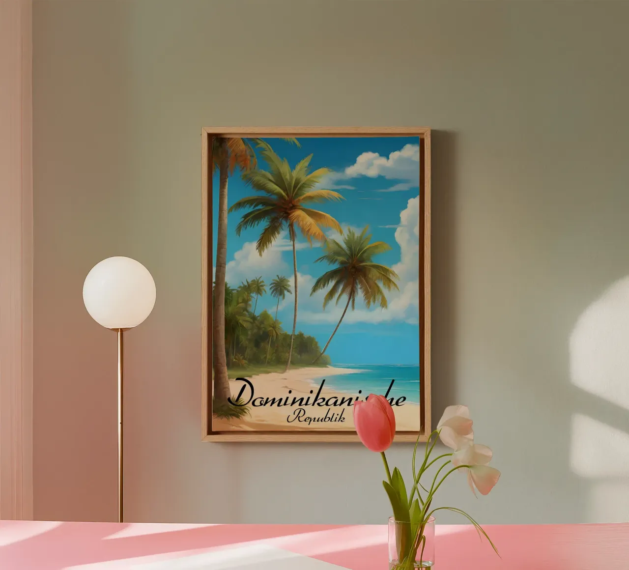 Spiaggia della Repubblica Dominicana tela con Cornice a cassetta da Charnwood Prints
