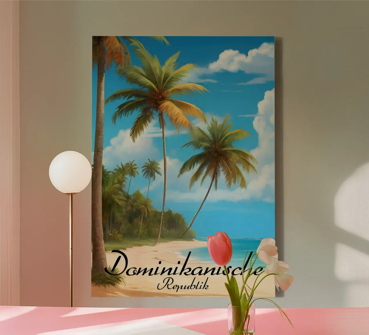 Spiaggia della Repubblica Dominicana tela con Cornice a cassetta da Charnwood Prints