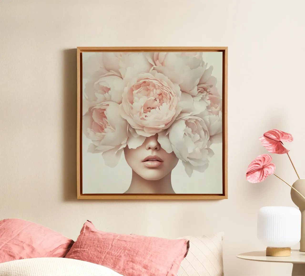 Grazia in fiore tela con Cornice a cassetta da Modern Muse