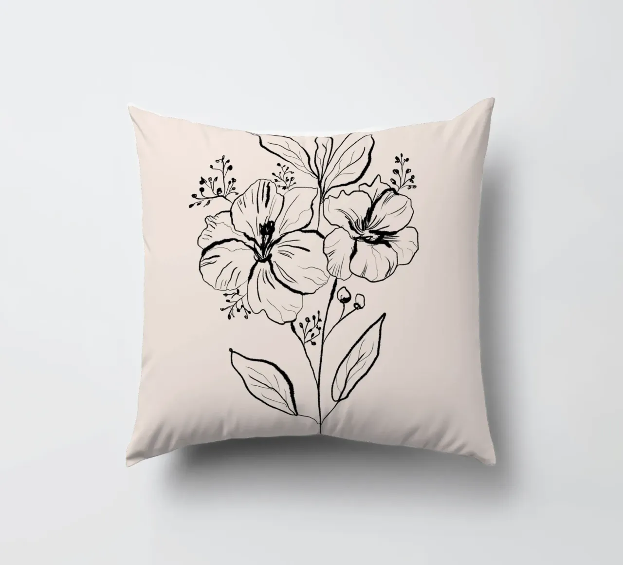 Lilium Line Art Bouquet cuscino da anisillustration