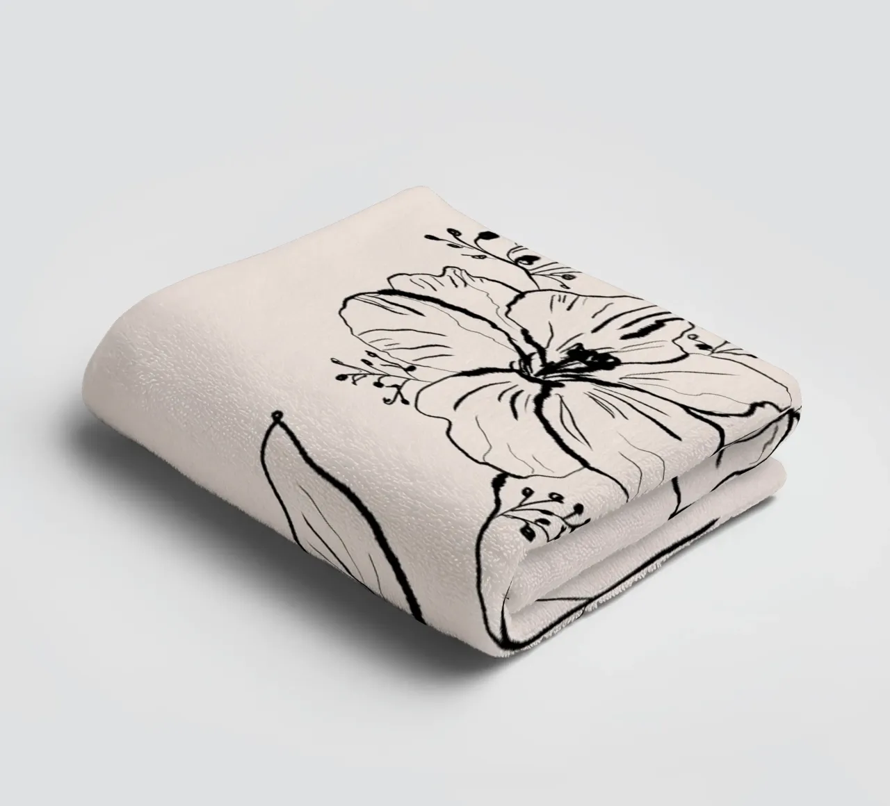 Lilium Line Art Bouquet towel by anisillustration