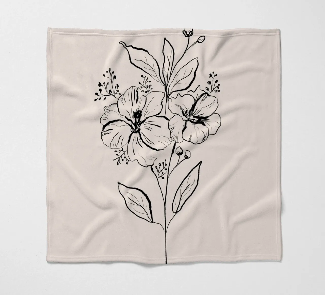 Lilium Line Art Bouquet coperta in pile da anisillustration