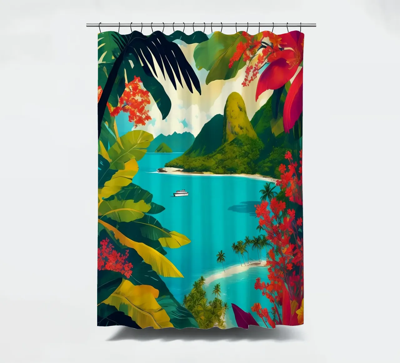 Fiji Tropical Paradise shower curtain by Charnwood Prints