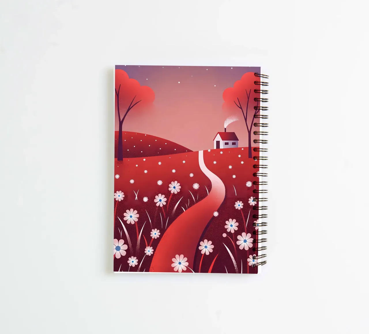 Cottage in the Red Field spiral notebook by Artistic-shop