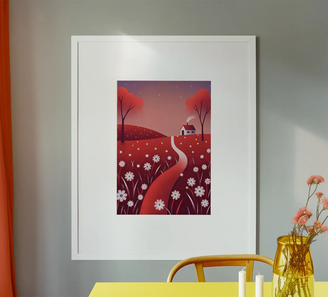 Cottage in the Red Field poster by Artistic-shop