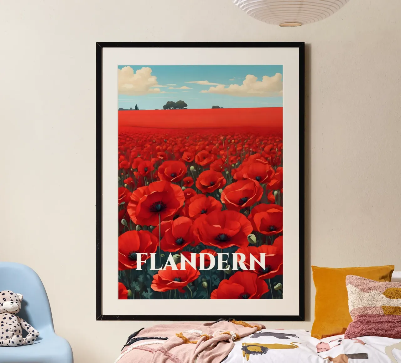 Papaveri delle Fiandre poster con telaio in legno da Charnwood Prints