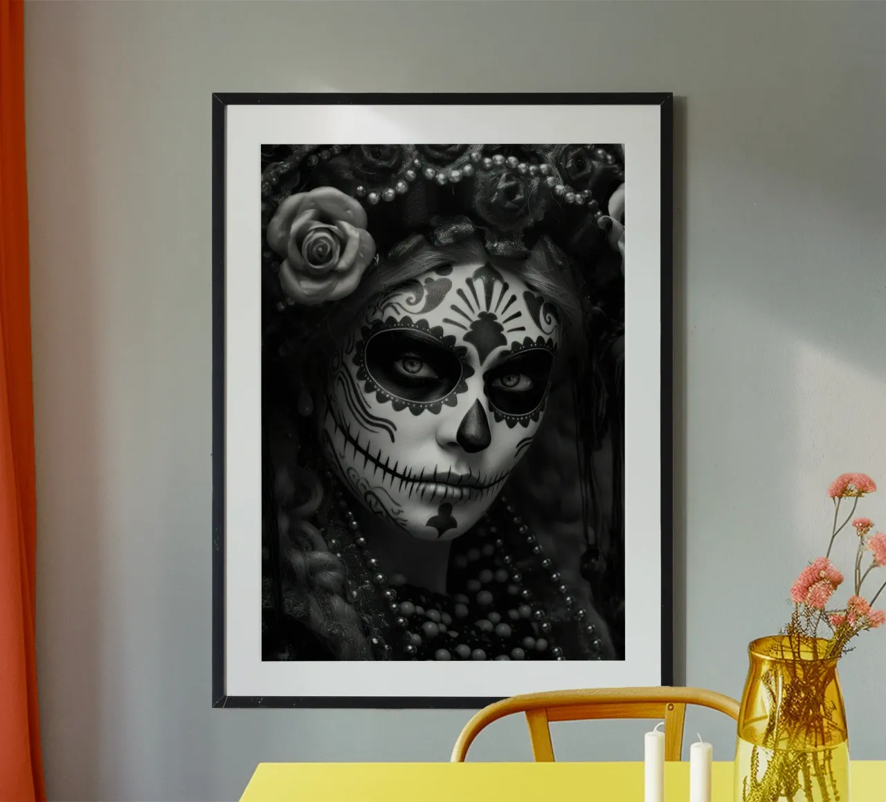 Skull Face Girl poster con telaio in alluminio da Lootprint