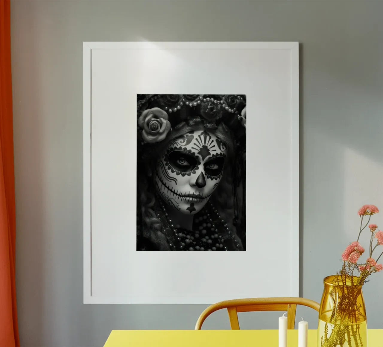 Skull Face Girl poster con telaio in alluminio da Lootprint