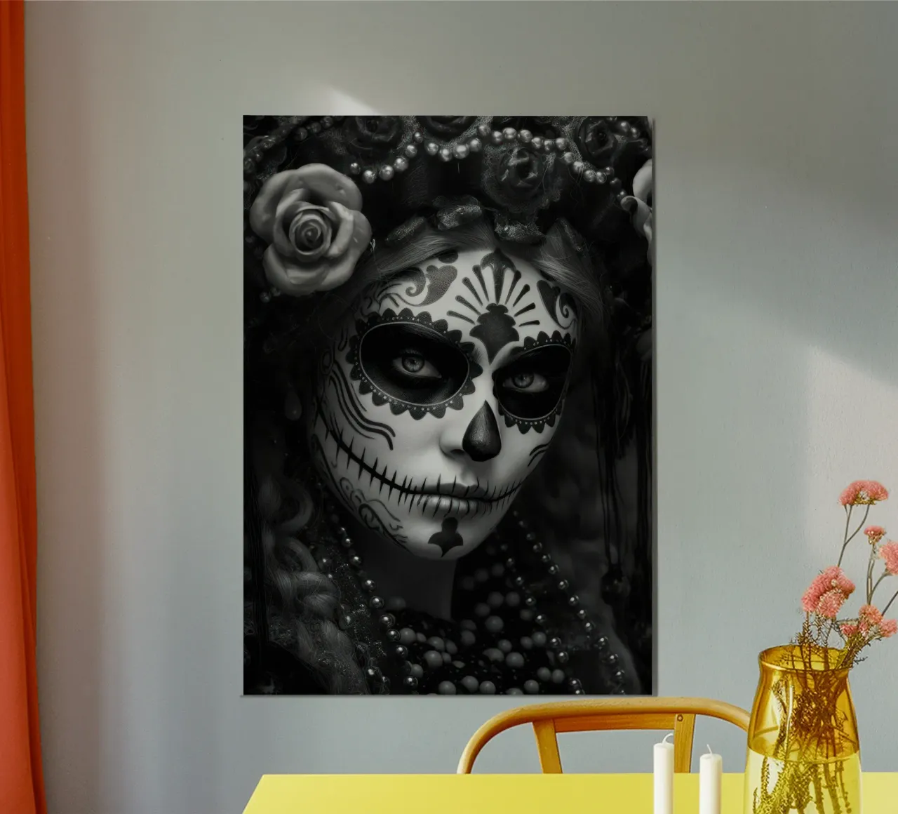 Skull Face Girl poster con telaio in alluminio da Lootprint