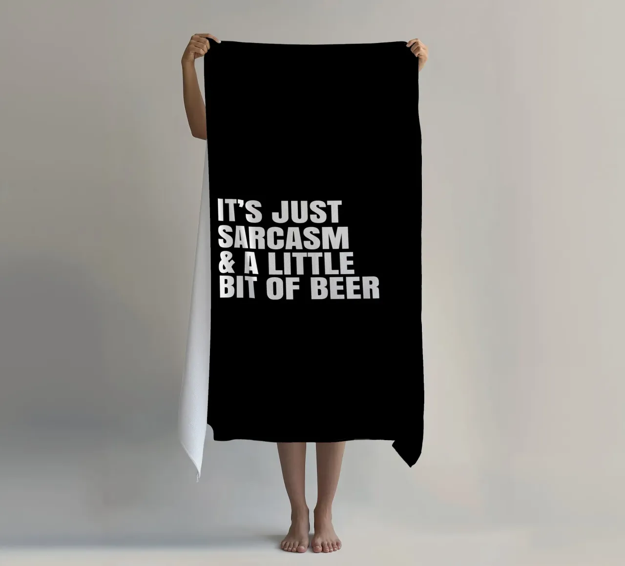 It's just sarcasm and a little bit of beer strandhanddoek van happieeagle