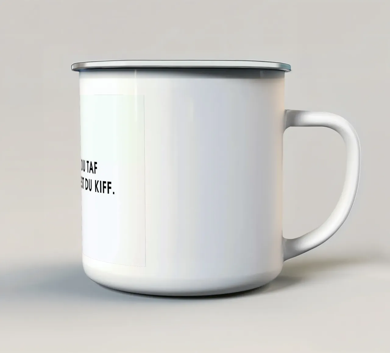 C'est du taf mais c'est du kiff - White tazza in smalto da Intertitres