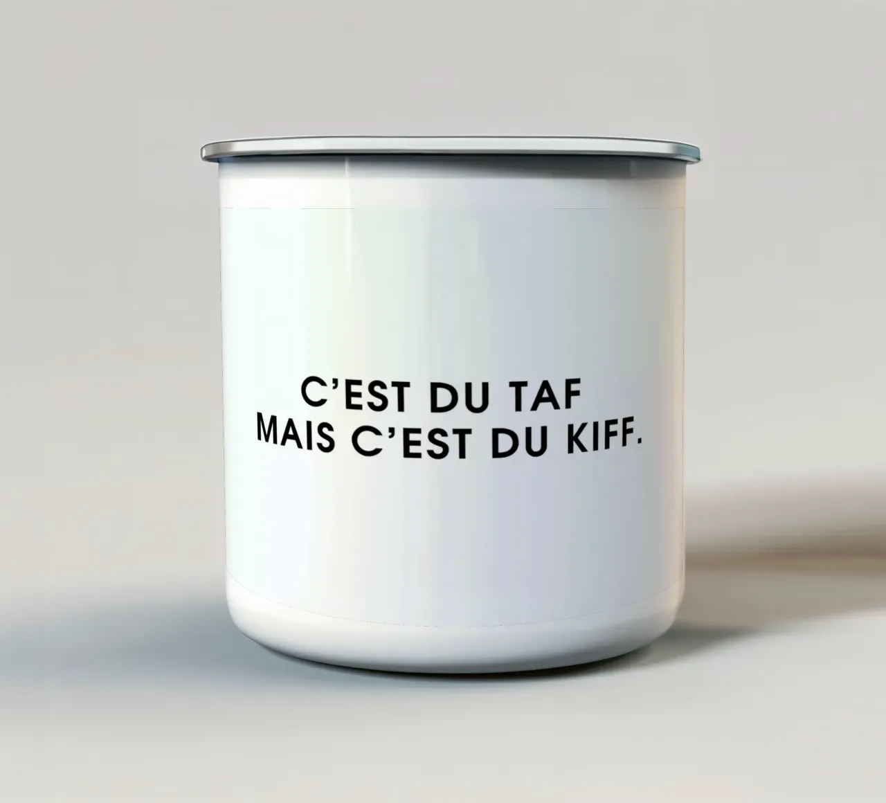 C'est du taf mais c'est du kiff - White tazza in smalto da Intertitres