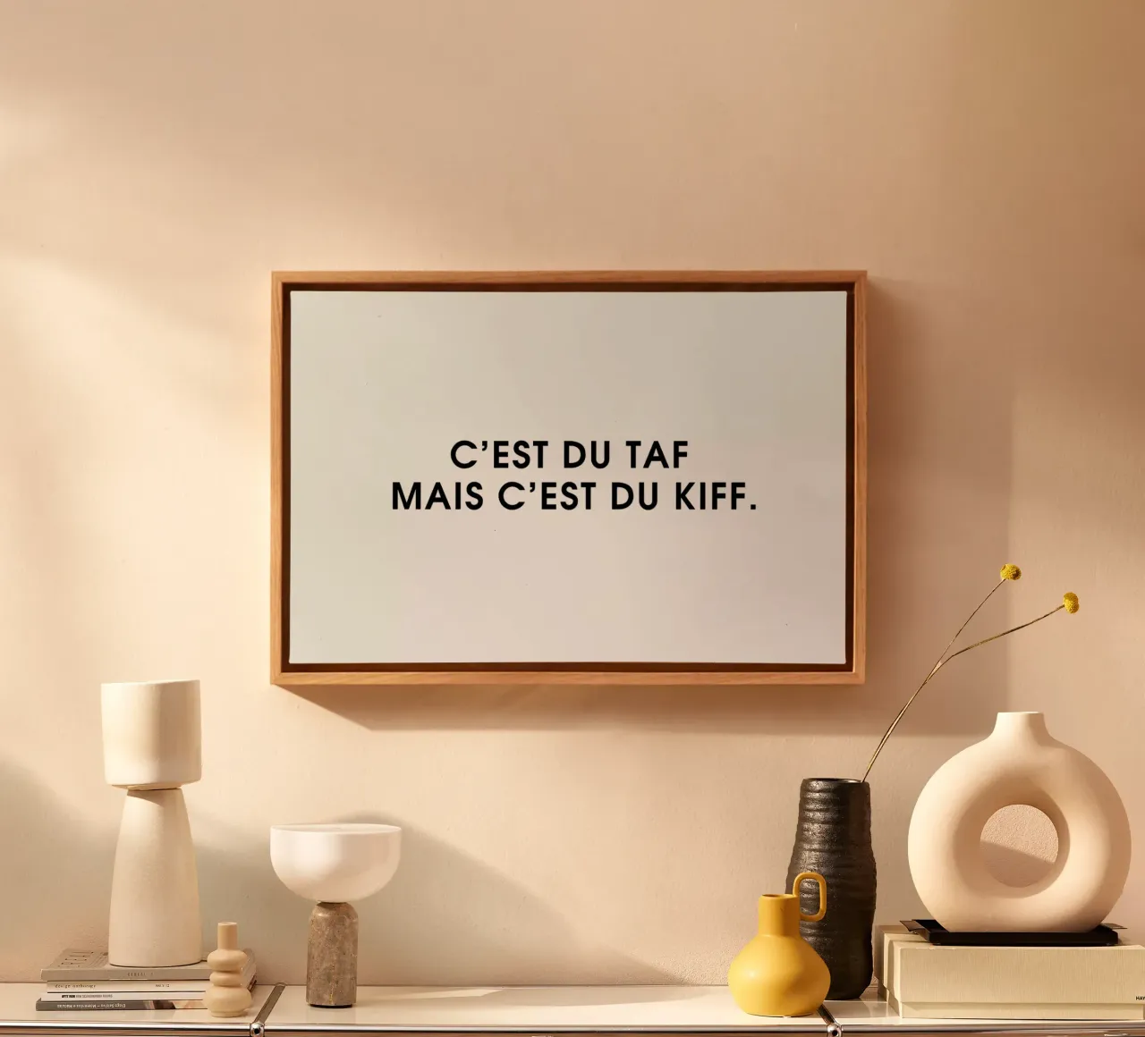C'est du taf mais c'est du kiff - White tela con Cornice a cassetta da Intertitres