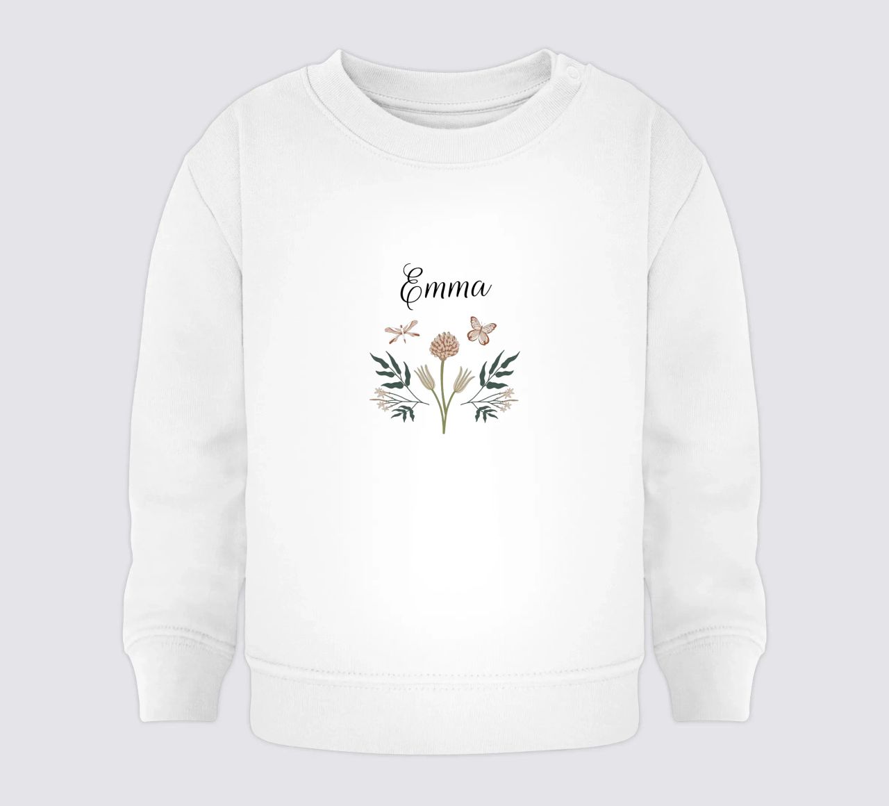 Flowers & Butterflies Bouquet with Name felpa neonato da anisillustration