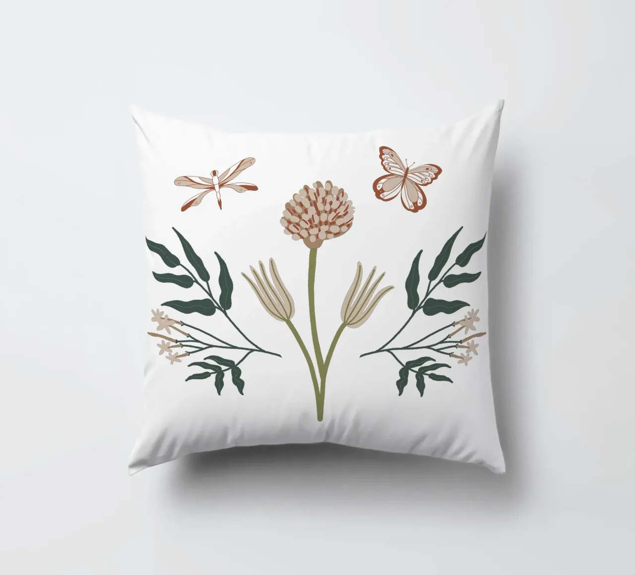 Flowers & Butterflies Bouquet with Name cuscino da anisillustration