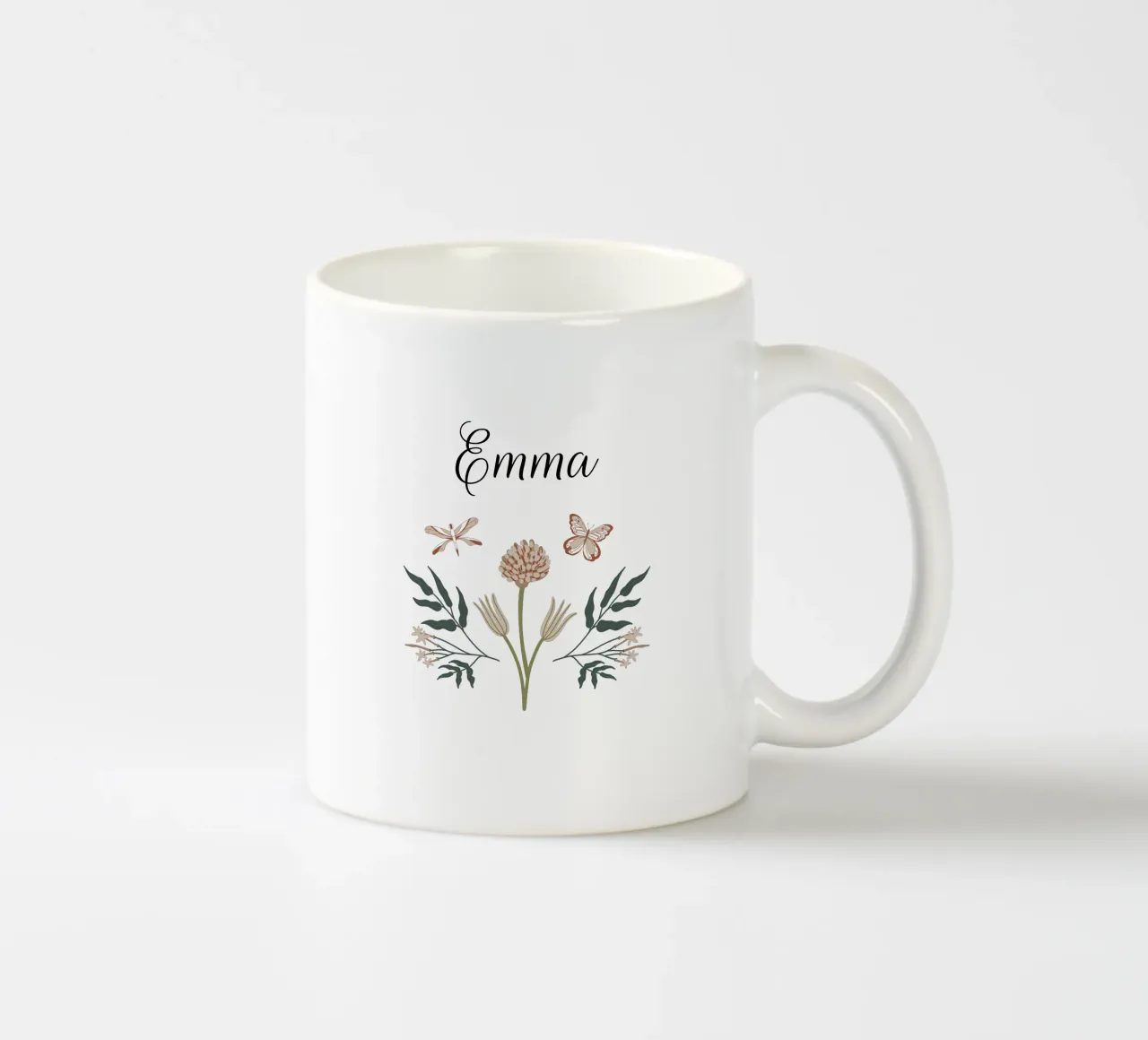 Flowers & Butterflies Bouquet with Name tazza in ceramica da anisillustration