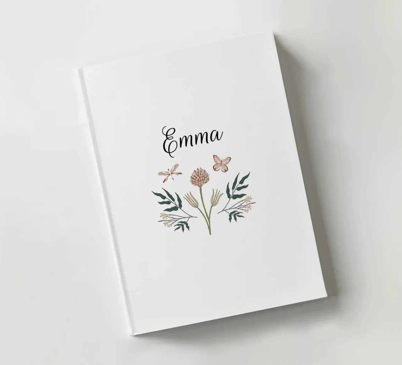Flowers & Butterflies Bouquet with Name notebook by anisillustration
