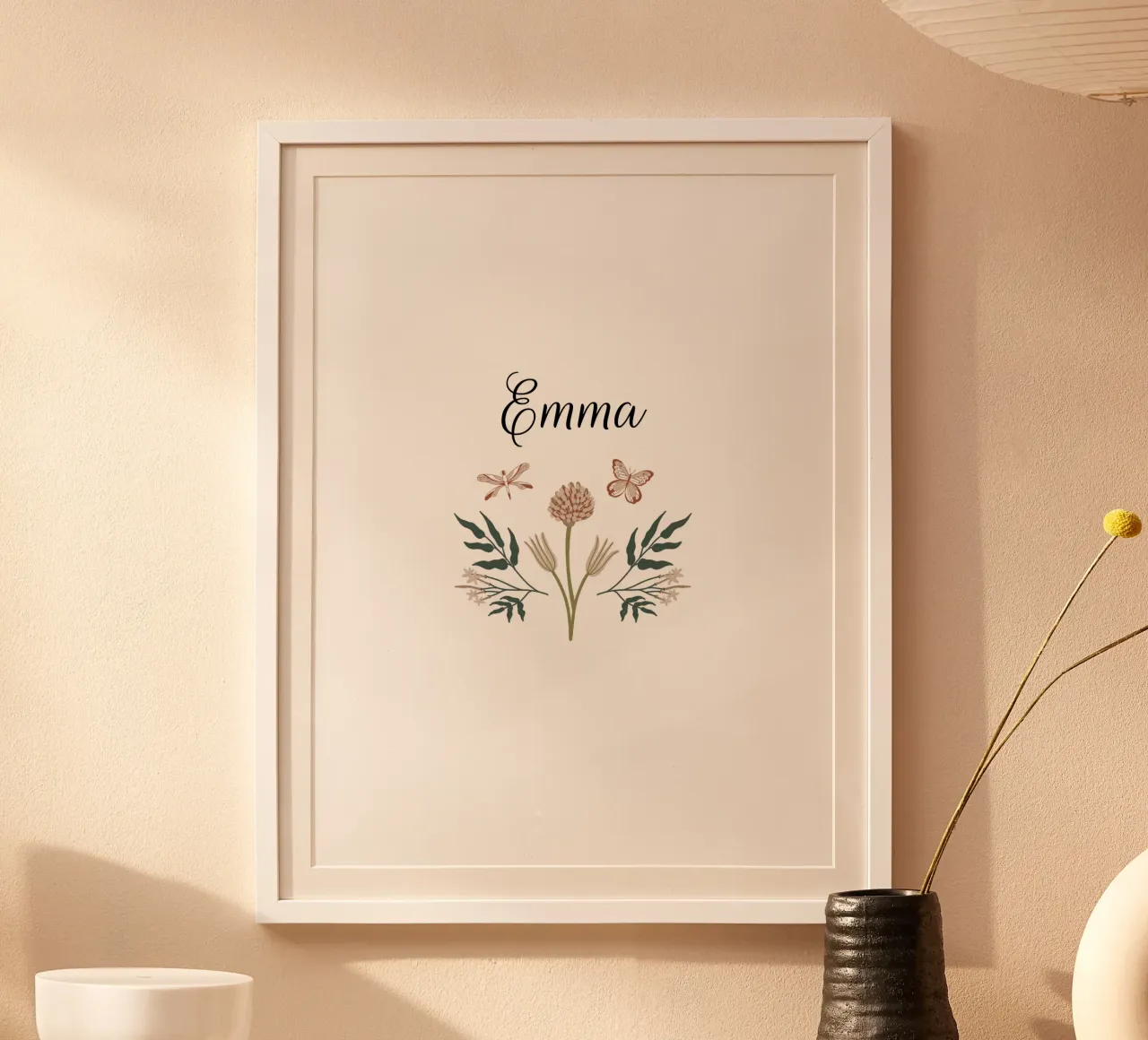 Flowers & Butterflies Bouquet with Name carta hahnemühle da anisillustration