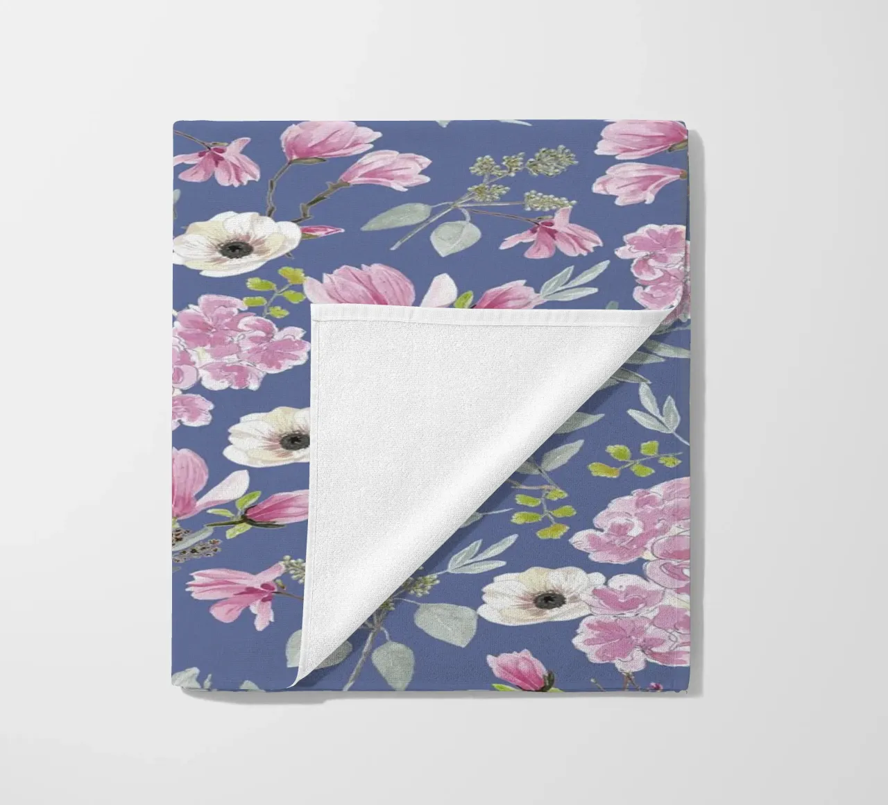 Romantic Floral Pattern Blue beach towel by anisillustration