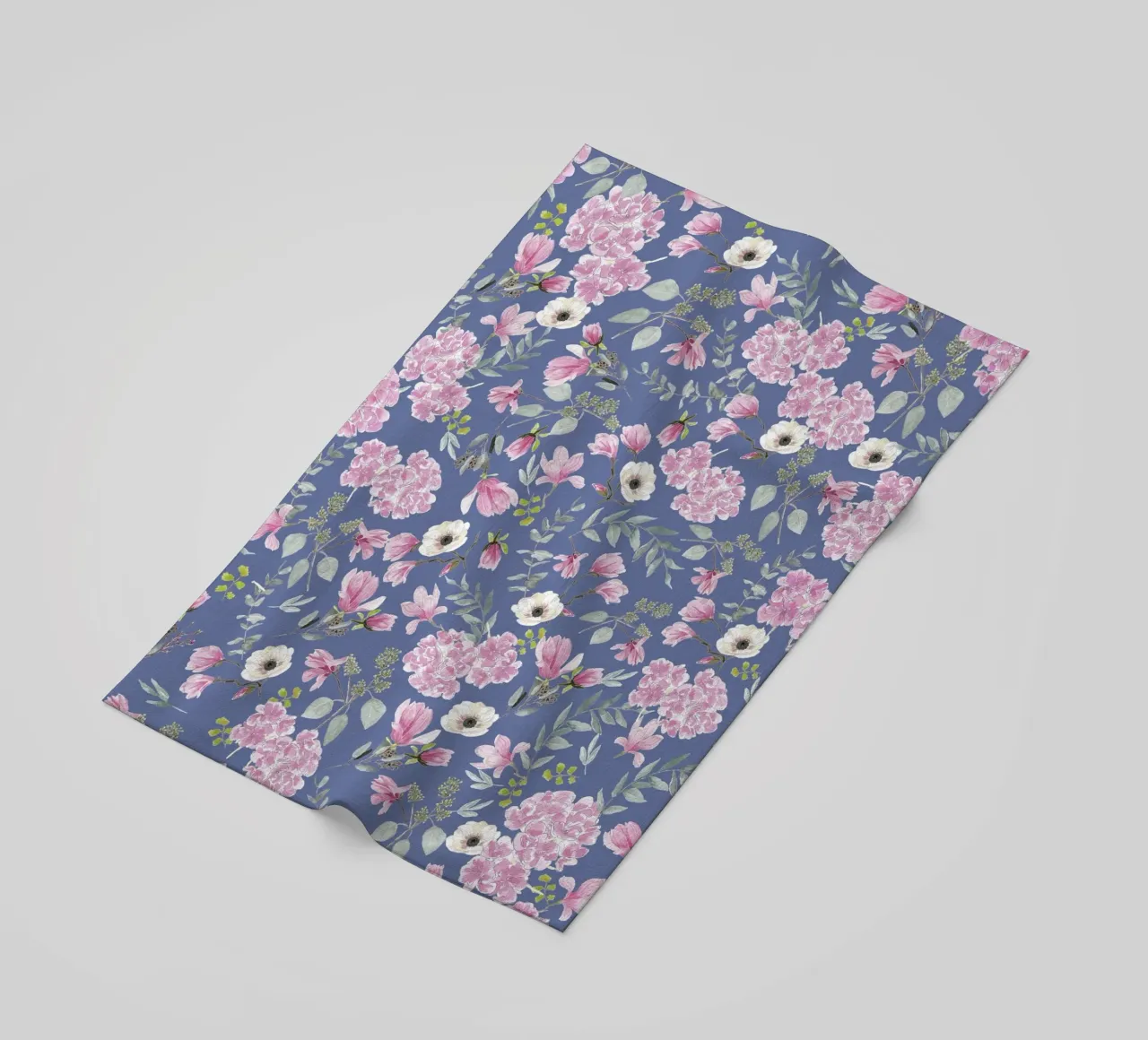 Romantic Floral Pattern Blue beach towel by anisillustration