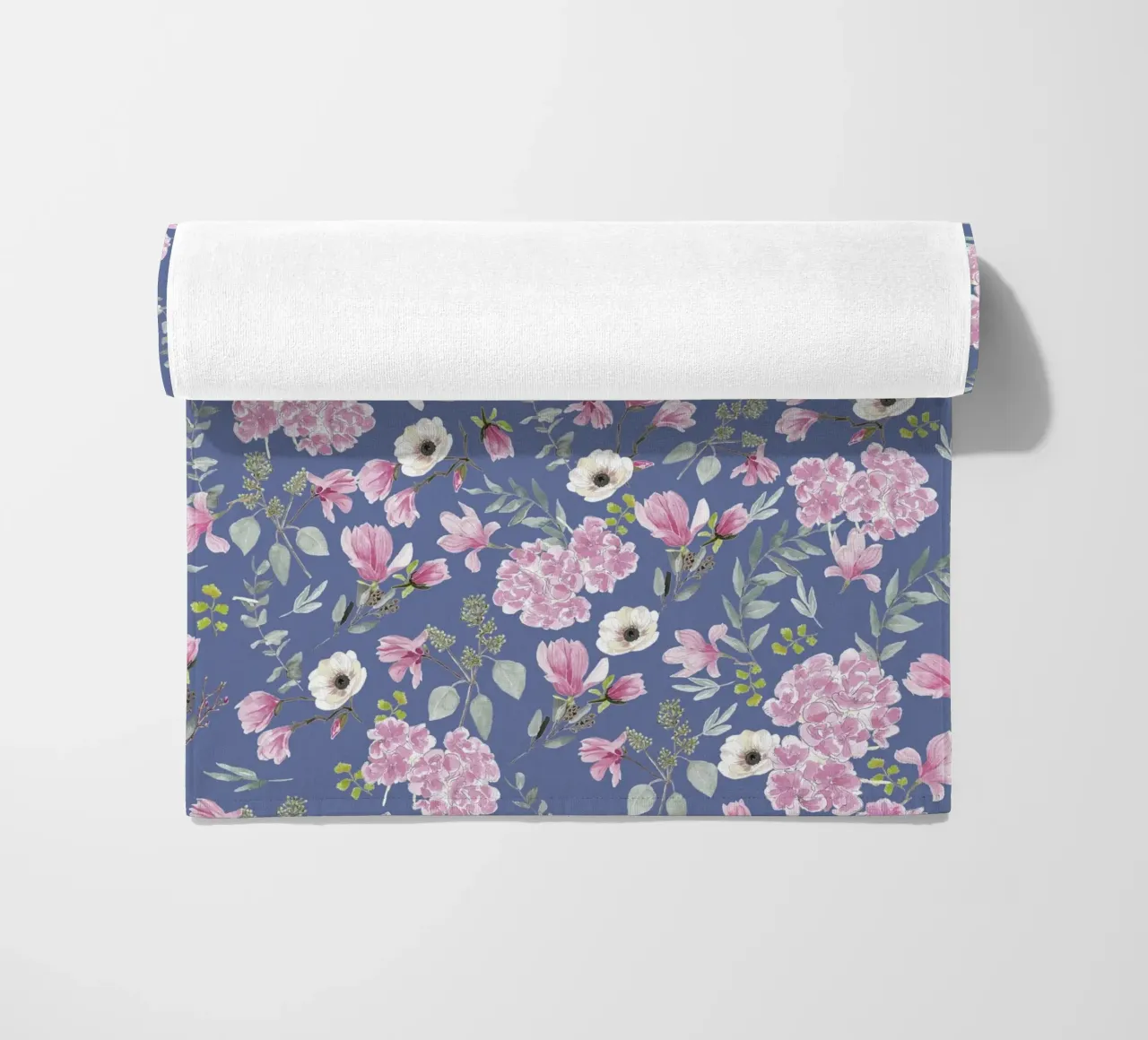Romantic Floral Pattern Blue beach towel by anisillustration