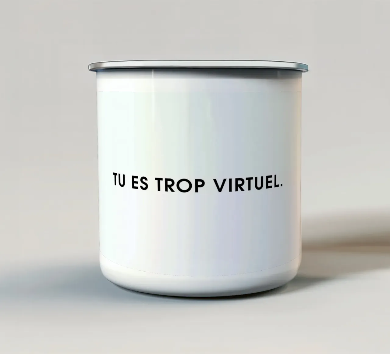 Tu es trop virtuel - White tazza in smalto da Intertitres