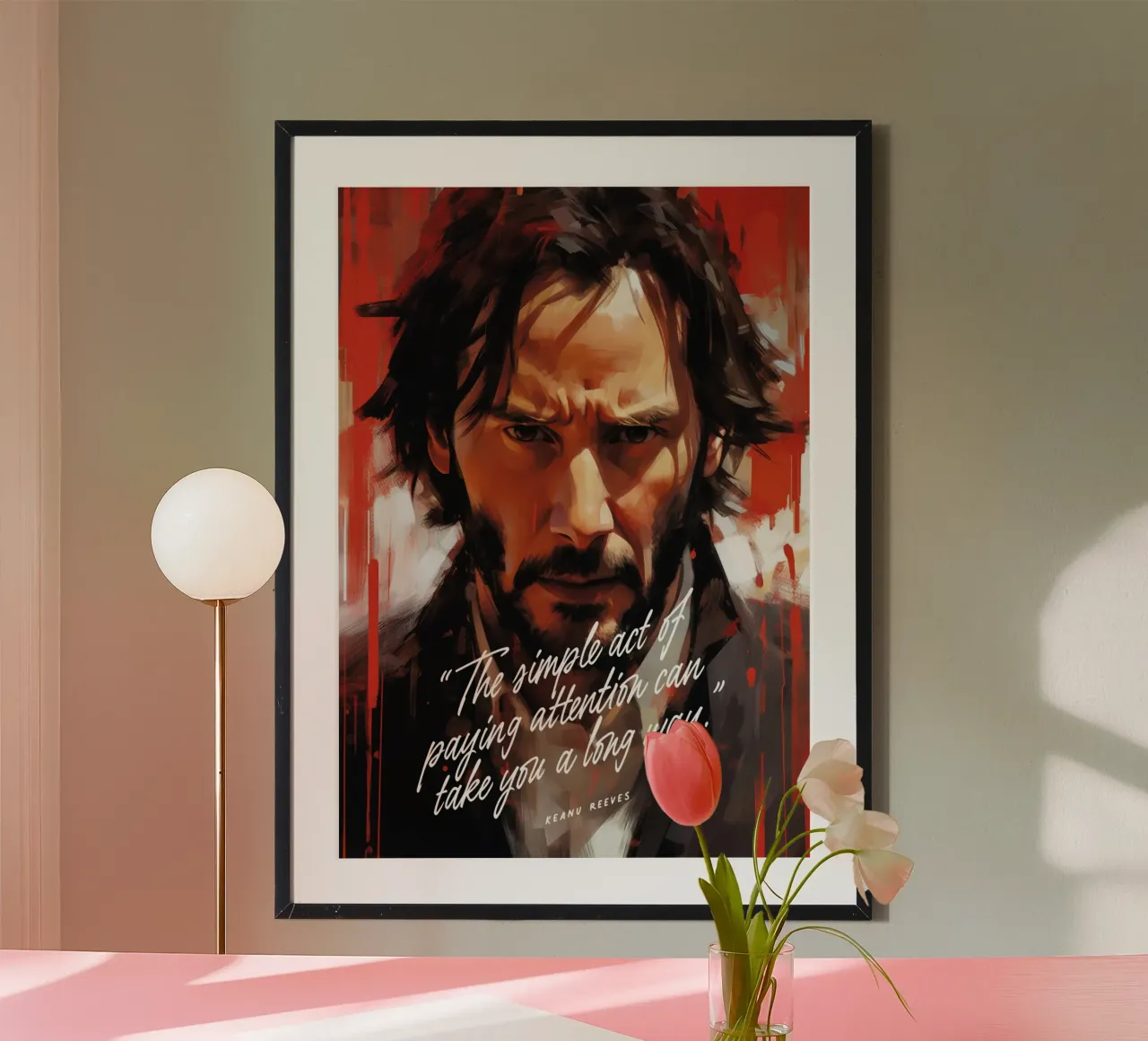 Keanu Reeves Art Quote poster con telaio in alluminio da Lootprint