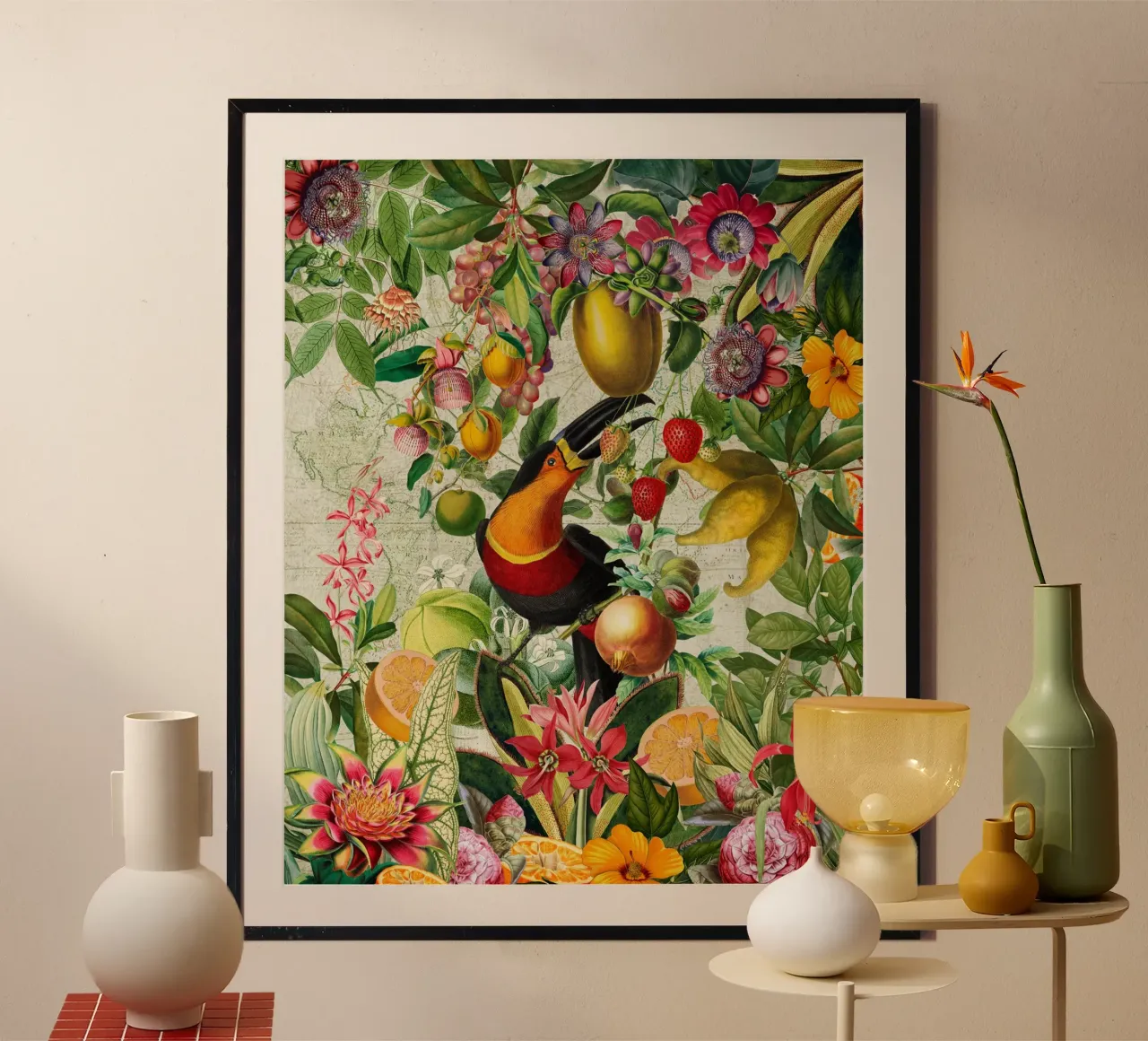 Vintage Toucan & Tropical Blooms hahnemühle by Vintage World - Uta Naumann