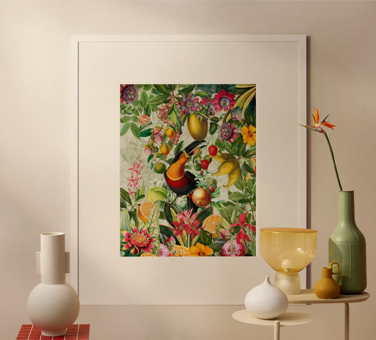 Vintage Toucan & Tropical Blooms hahnemühle by Vintage World - Uta Naumann