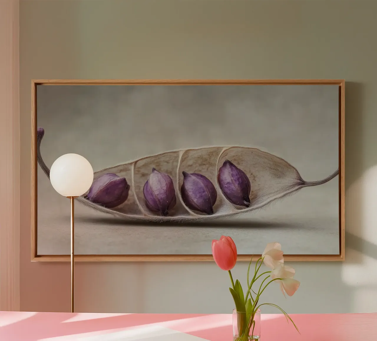 Purple Peas No 2 tela con Cornice a cassetta da treechild