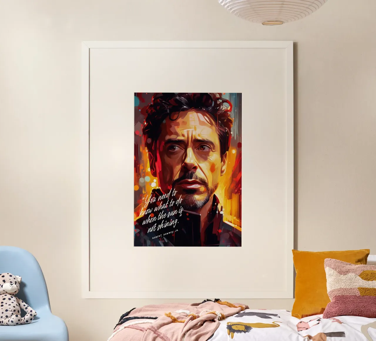Robert Downey Jr. Art Quote poster con telaio in alluminio da Lootprint