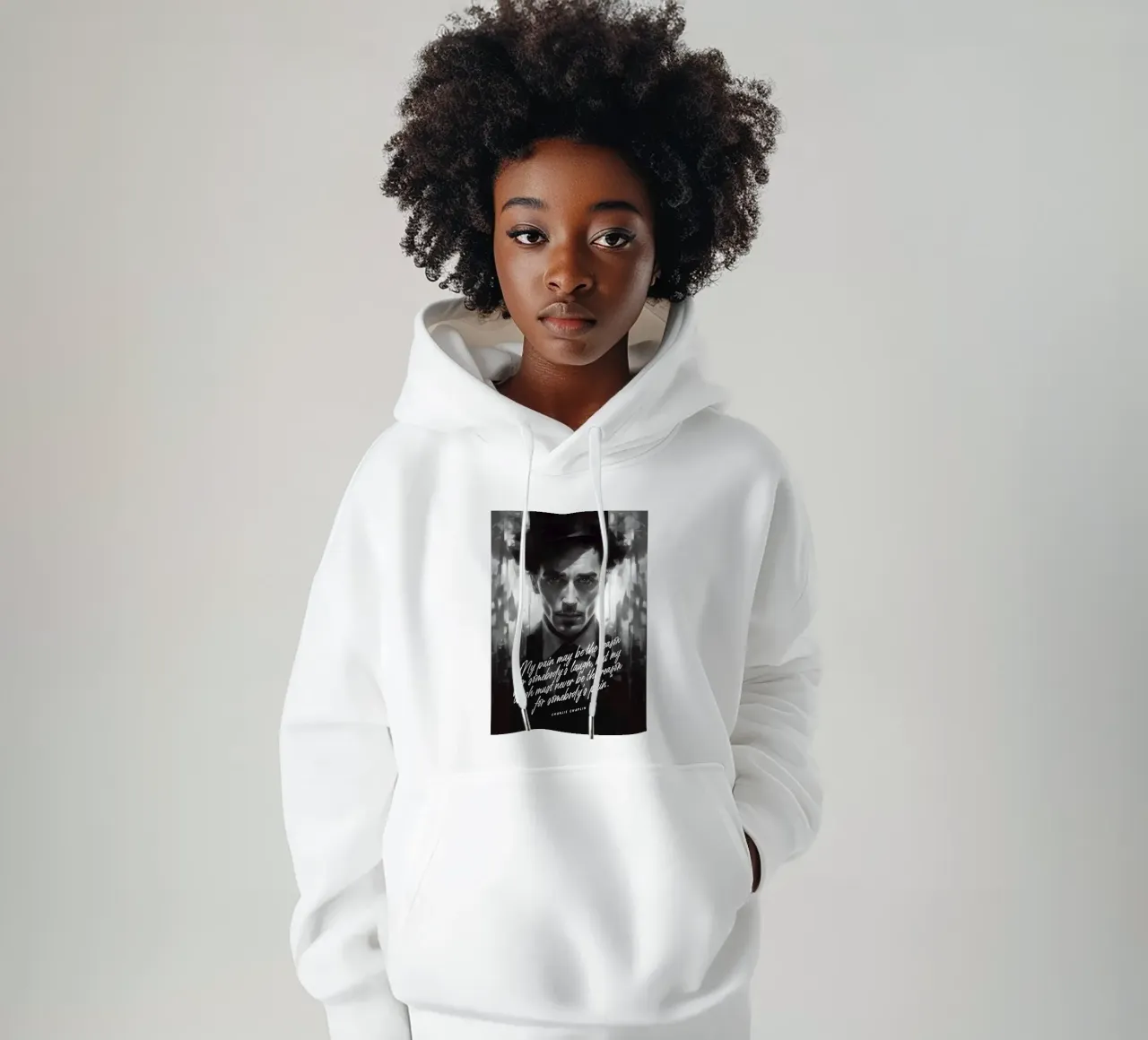 Charlie Chaplin Art Quote felpa con cappuccio da Lootprint